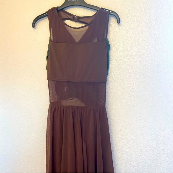 Weissman Balera Dance Costume custom brown Mesh Wrap Midi Dress D11003 Adult MA - Picture 2 of 12